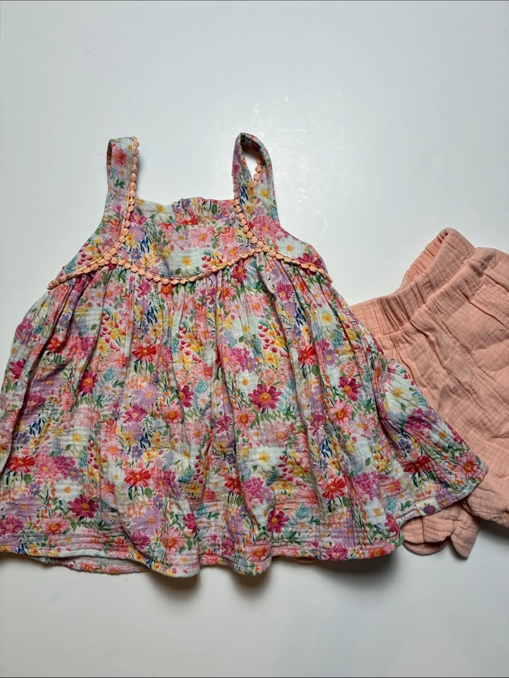 Floral Smocked Tank Top - Pink Multicolor
